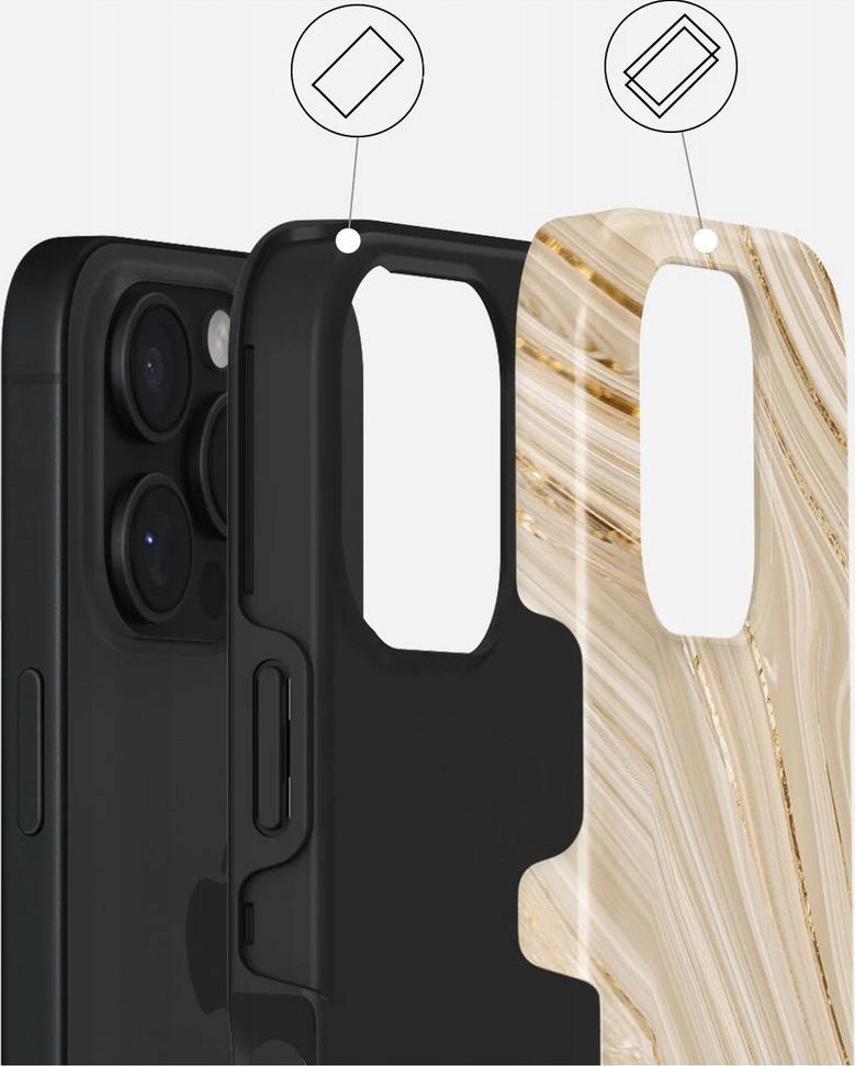 Kapak mbrojtës Burga Full Glam Tough MagSafe, për iPhone 16 Pro, silikon dhe plastikë, i zi bezhë