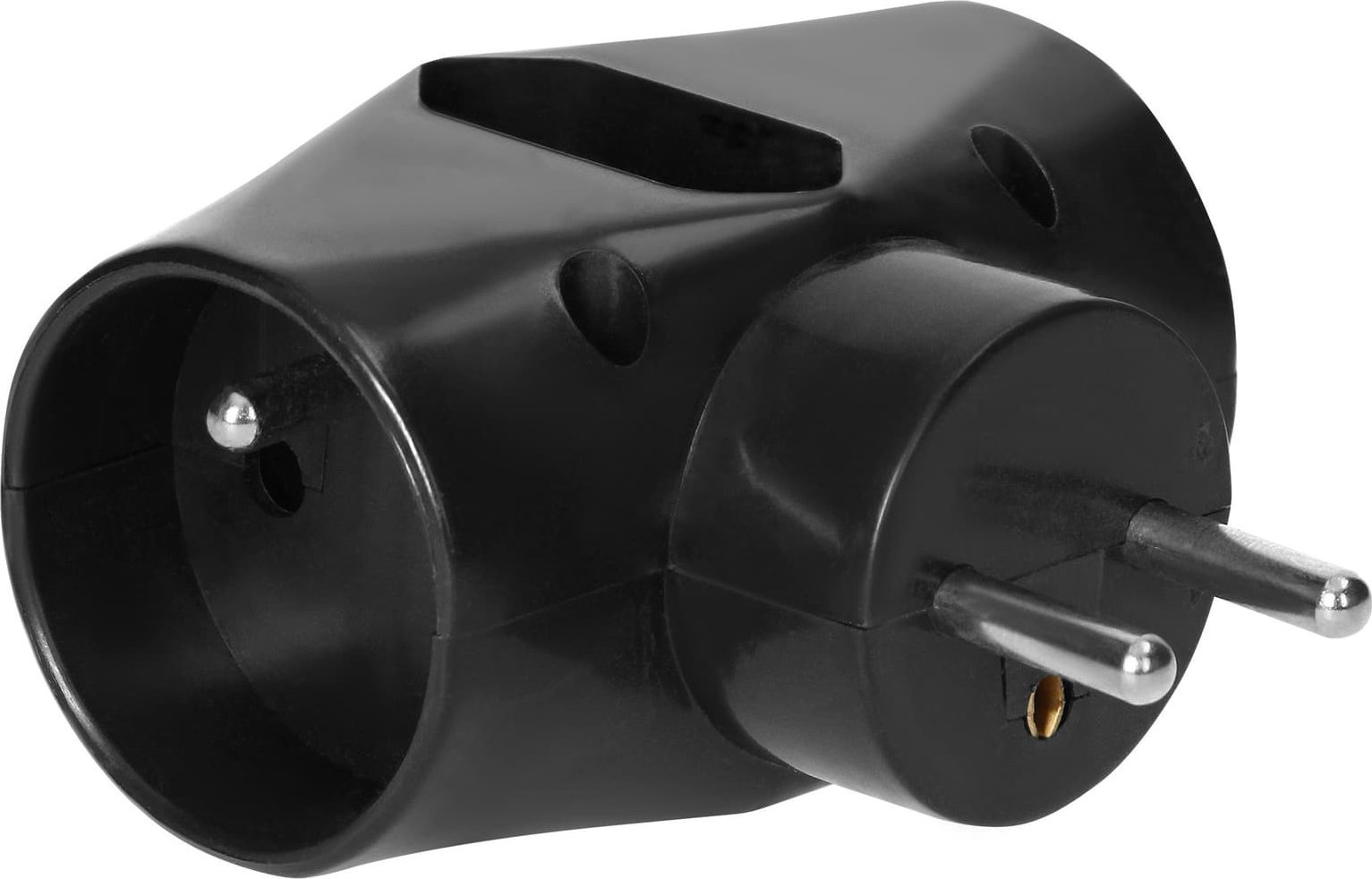 Ndarës elektrik 2x2P+Z 1x2P, i zi