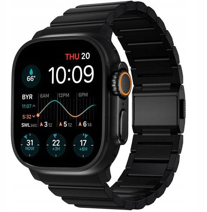 Rrip ore Titanium për Apple Watch V2, 45mm, hallka të rregullueshme, i zi