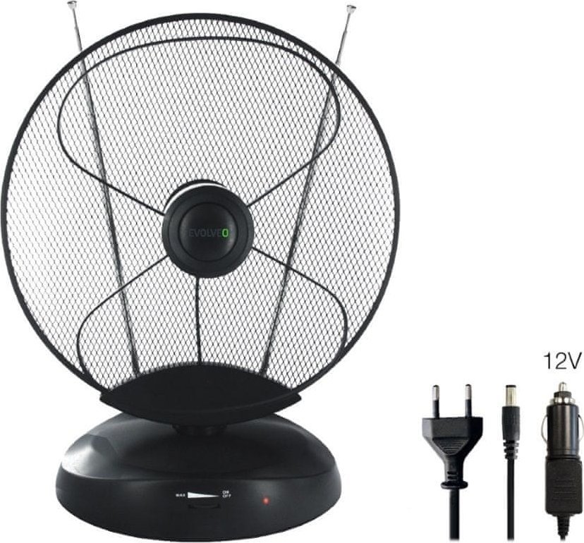 Antena e brendshme TV EVOLVEO Xany 4 LTE, DVB-T/T2 HD, përforcues 50 dB, e zezë