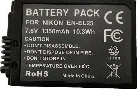 Bateri për kamera Nikon EN-EL25, 1350mAh, Li-ion