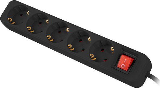 Продолжен приклучок Lanberg PS1-05F-0300-BK, 5 излези, 3 m, црна