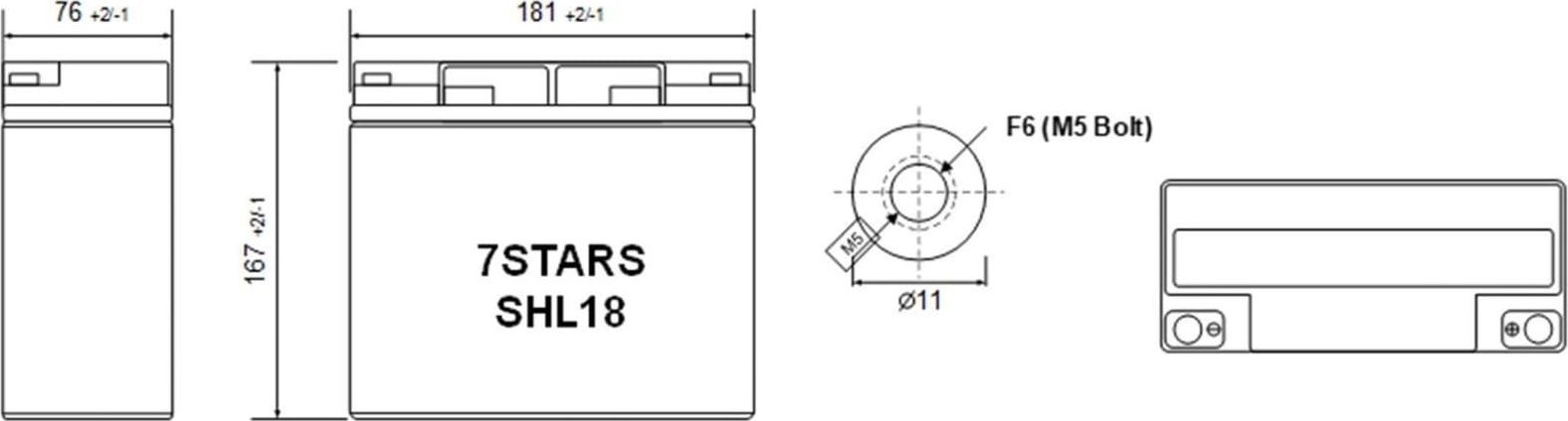 AGM батерија 7STARS 12V 18Ah, без одржување, затворена