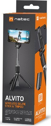 Shkop për selfie Natec WIRELESS TRIPOD ALVITO BT 4.0, i zi