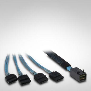 Kabllo Inter-Tech SFF 8643 në 4x SATA, 0.5m, blu