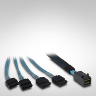 Kabllo Inter-Tech SFF 8643 në 4x SATA, 0.5m, blu