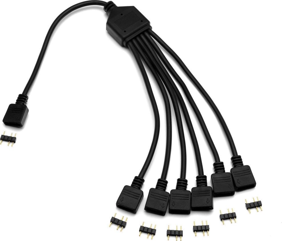 Kabllo ndarëse për ndriçim D-RGB EK Water Blocks, 6 dalje, 5V, e zezë