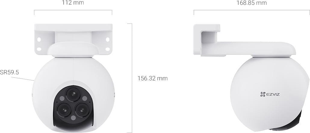 Надворешна камера Ezviz H80f Multi, 3 леќи 2K+, 360°, ноќен вид во боја, бела