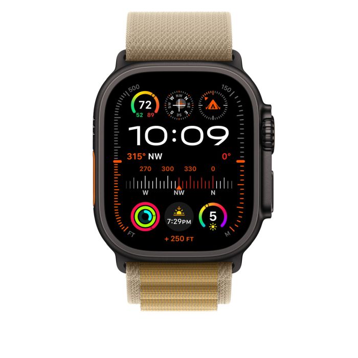 Apple Watch 49mm Loop, Tan Alpine Loop, Black Titanium Finish, L
