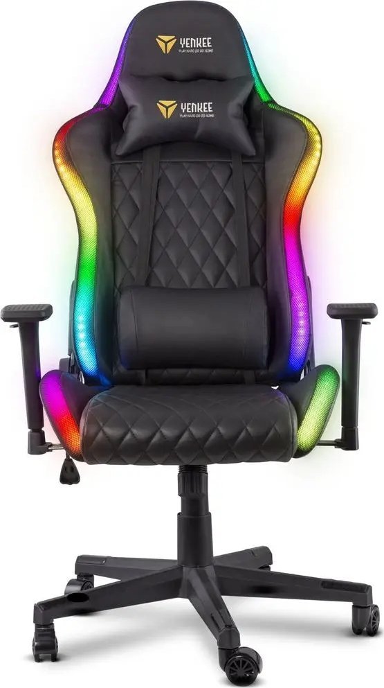 Karrige lojrash YENKEE YGC 300RGB STARDUST, ergonomike, me ndriçim RGB, e zezë