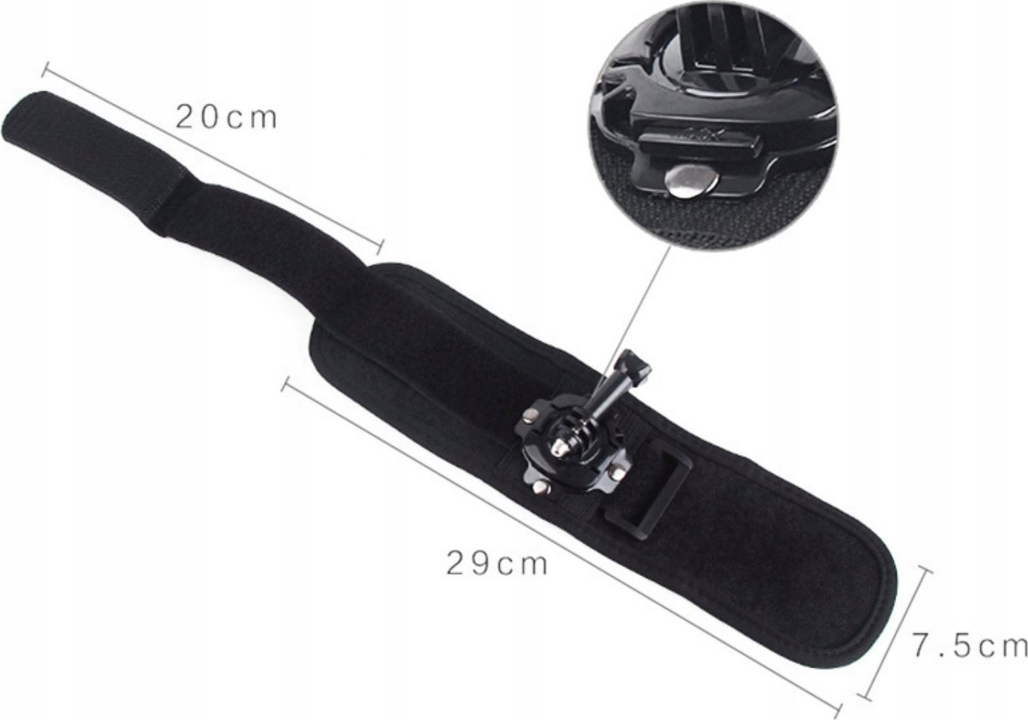 Mbajtëse dore rrotulluese 360° SJCAM, rrip krahu i rregullueshëm, e zezë