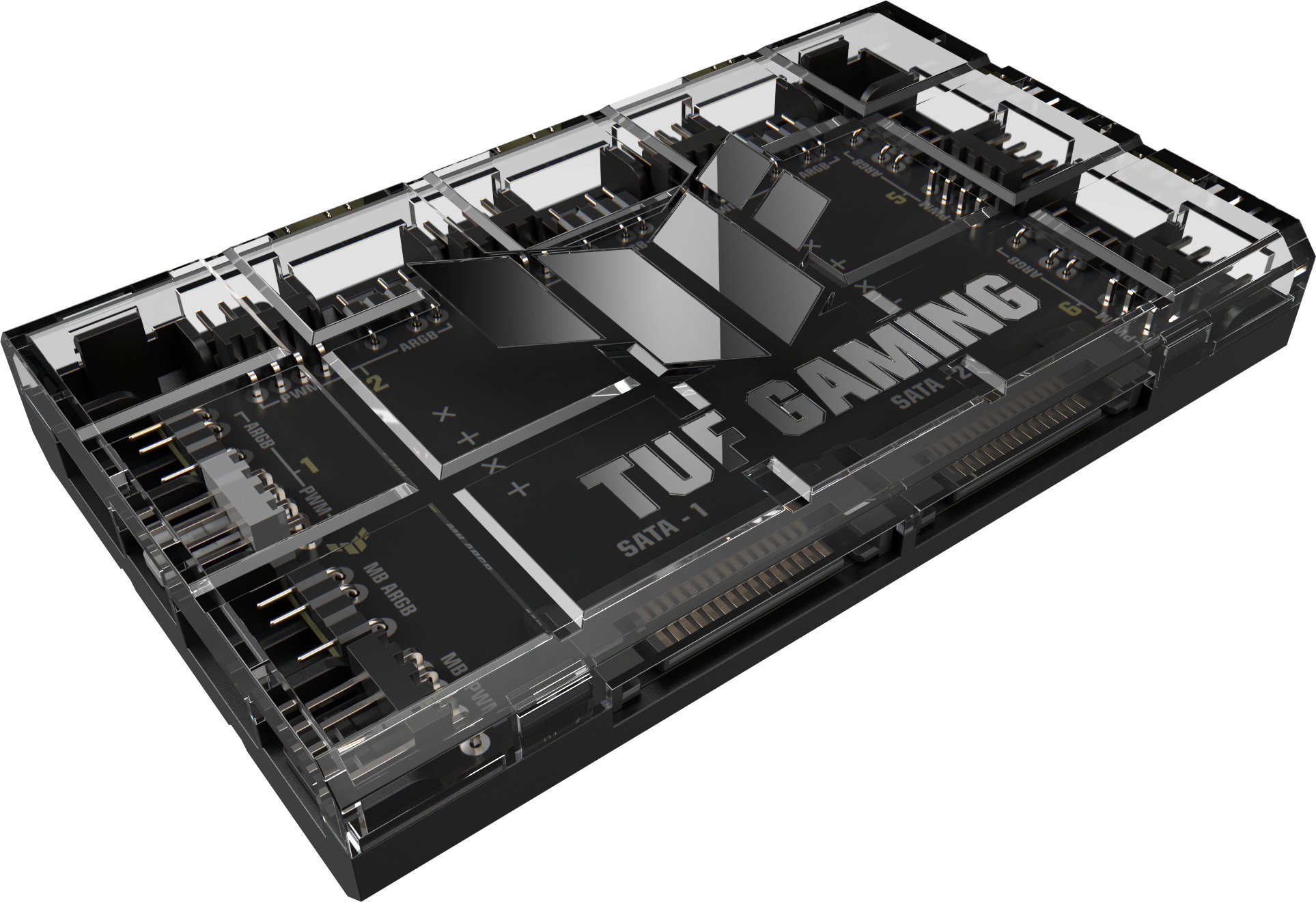 Hub ventilatorësh ASUS TUF Gaming ARGB PWM, 6 porta, 2x SATA, i zi