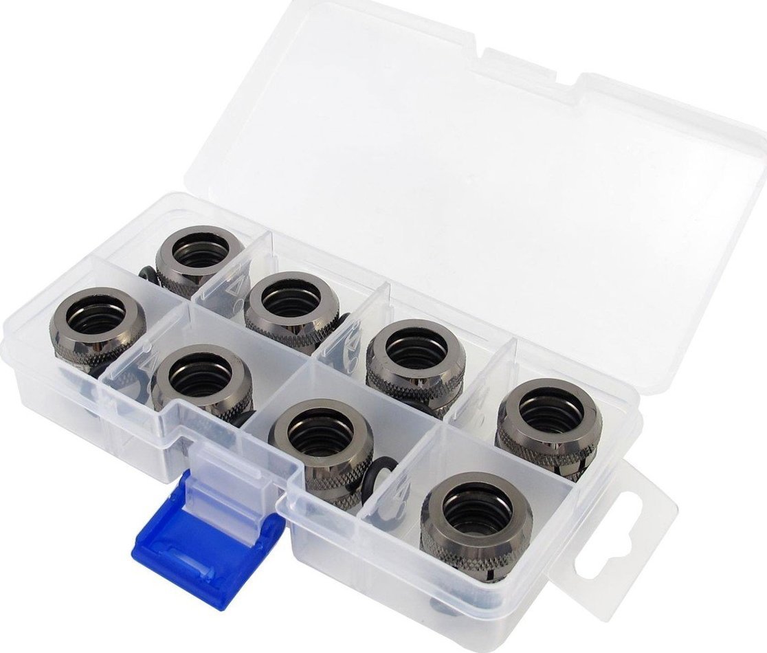 Set lidhësash XSPC G1/4 për tub 14mm Triple Seal, set 8 copë, Black Chrome