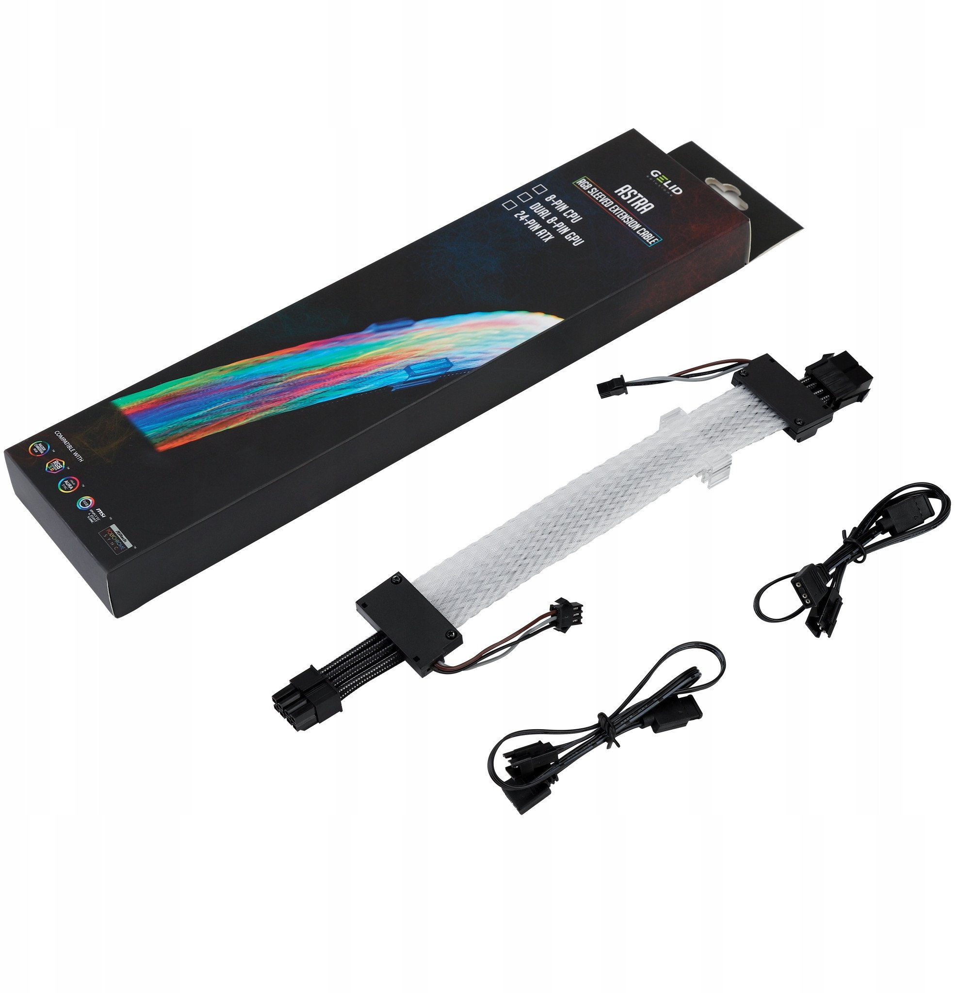 Kabllo zgjatëse RGB Gelid Astra, 8 pin, ndriçim RGB, e zezë