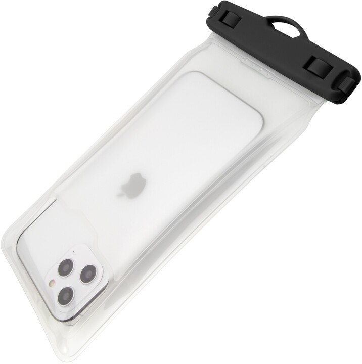 Këllëf i papërshkueshëm nga uji FIXED Float për celular, universal, IPX8, i zi