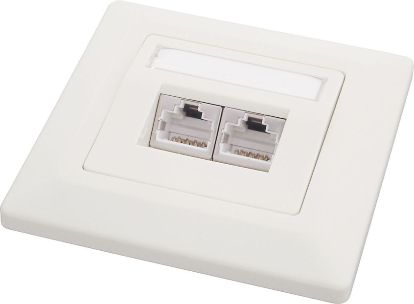 Prizë për kabllo rrjeti Solarix socket 2 x CAT5e STP RJ45 flush-mount, e bardhë Prizë për kabllo rrjeti Solarix socket 2 x CAT5e STP RJ45 flush-mount, e bardhë