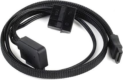 Kabllo SilverStone SATA - SATA Slimline + Molex, 0.5m, e zezë