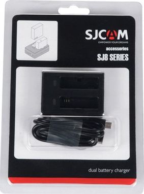 Karikues dual për bateri kamere SJCAM SJ8, micro USB, LED, i zi