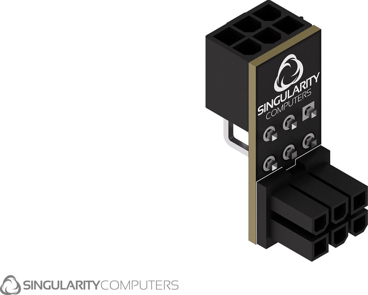 Pреобразувач PCIE Singularity Shift, 6 пин, агол 90°, црн