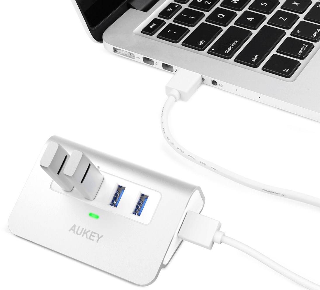 USB HUB Aukey CB-H5, 4x USB 3.0, 5Gbps, i argjendtë