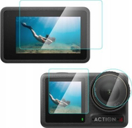 Set mbrojtës xhami PULUZ për DJI Osmo Action 4, 2x ekran, lente LCD, transparent