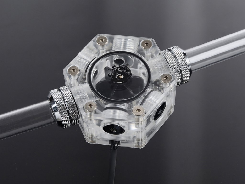 Tregues rrjedhjeje Bitspower Hexagon Flow Indicator, RGB, G1/4", transparent