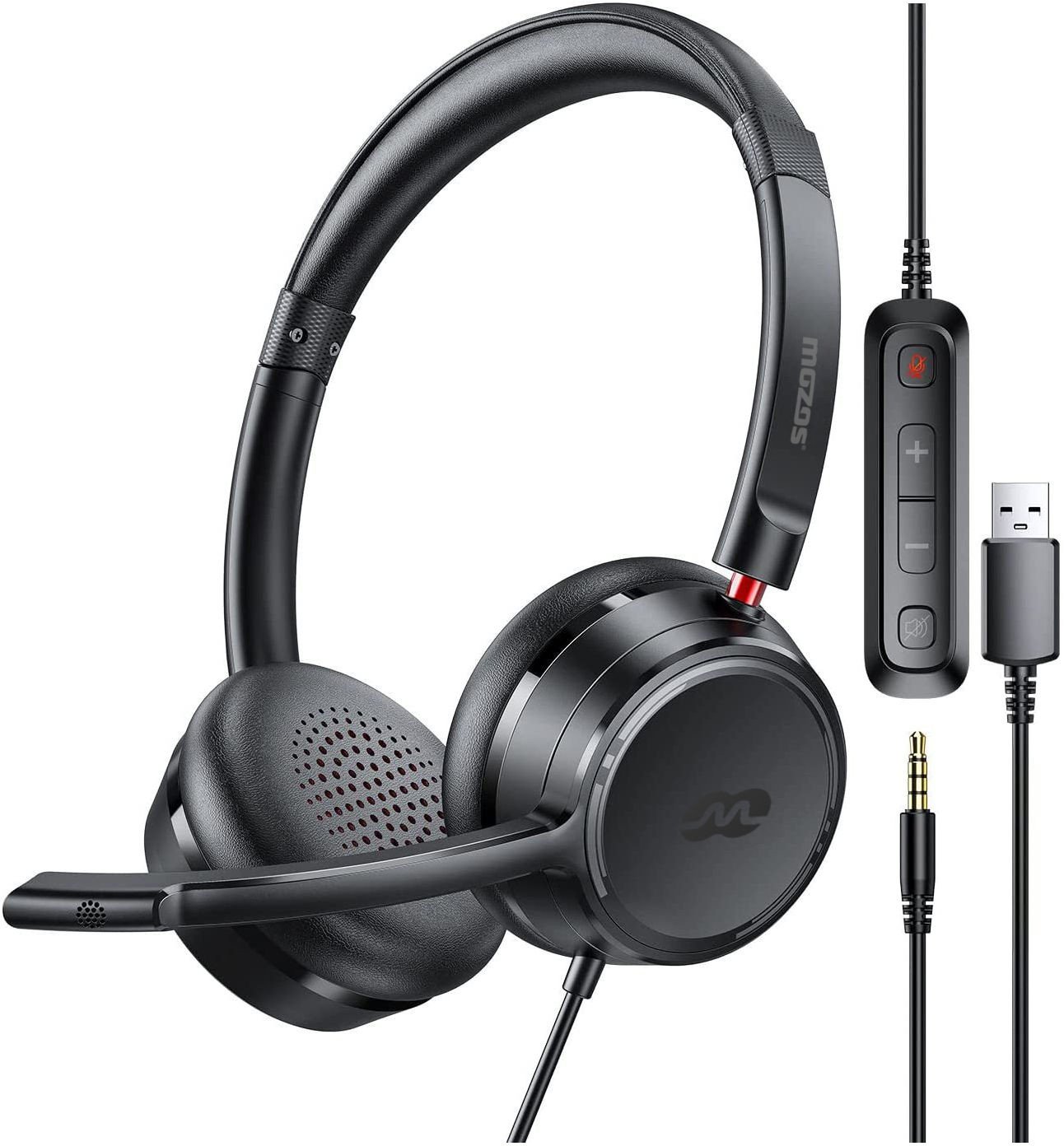 Kufje Mozos KL201 USB, me mikrofon, për PC dhe gaming, të zeza