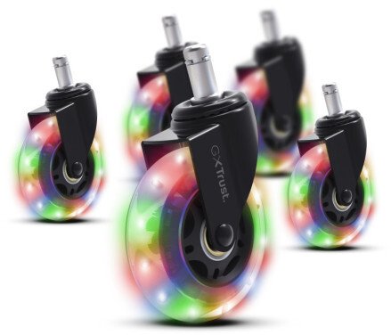 Тркала за гејминг столица Trust GXT701, ЛЕД, сет со гел, црни