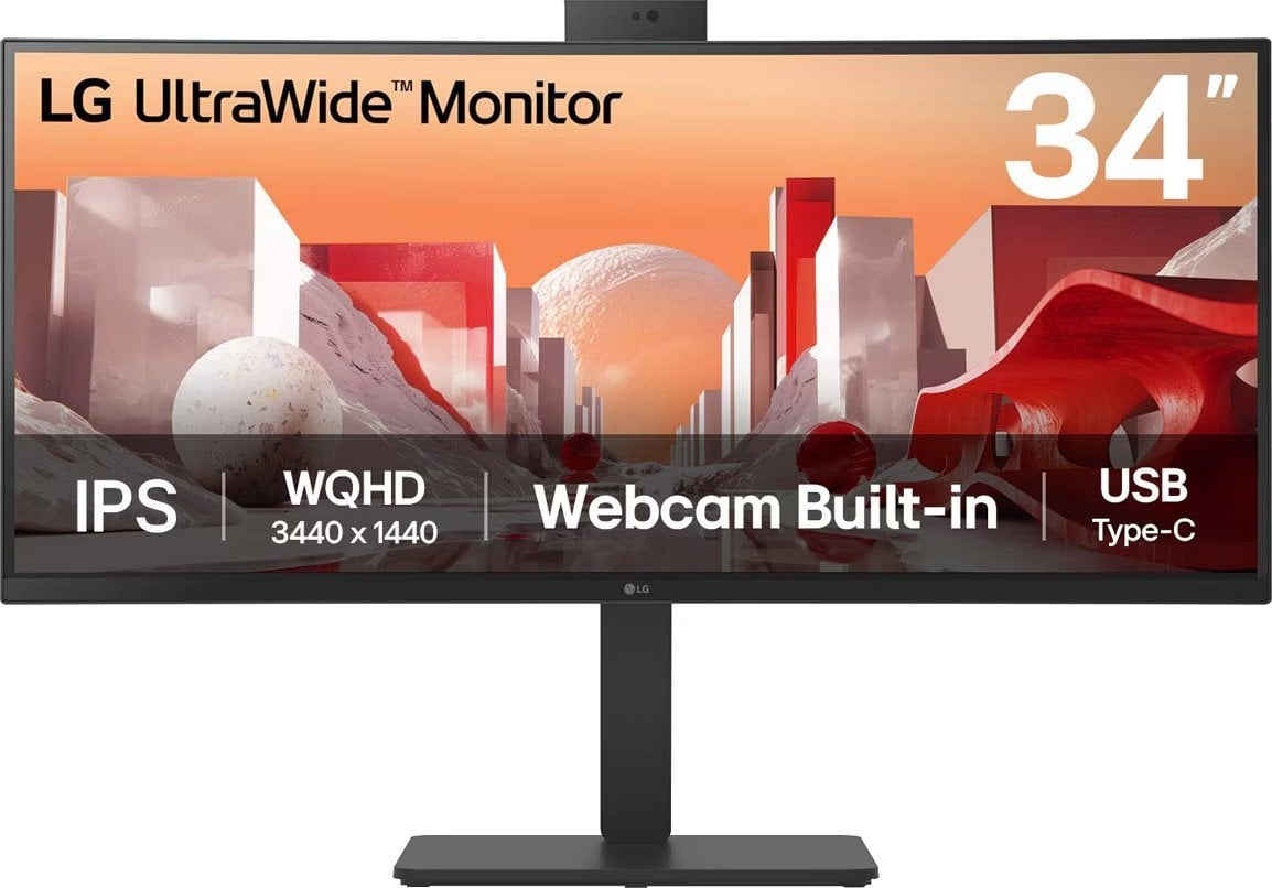 Монитор LG 34BA85QE-B, 34\", WQHD 3440x1440, IPS, црн