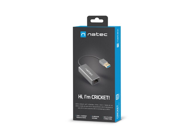 Kartë rrjeti Natec Cricket, USB-A, 1GB/s, e hirtë 