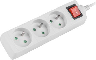 Shirit rryme me 3 priza Lanberg PS1 (PS1-03E-0300-W), 3m, i bardhë