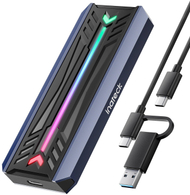 Kutija za надворешен SSD Inateck RGB, M.2 NVMe SATA, USB 3.2 Gen 2, црно сива