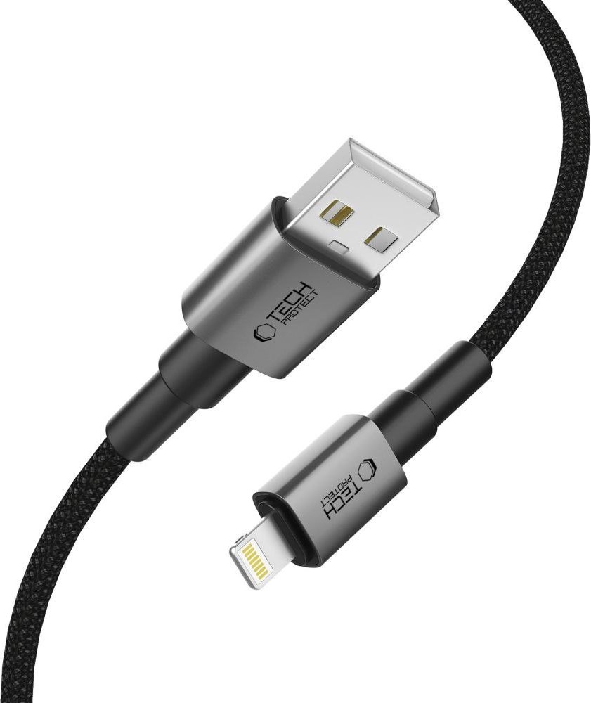 Kabllo karikues Tech-Protect UltraBoost DNA Lightning, 15W 2.4A, 100cm, gri e errët