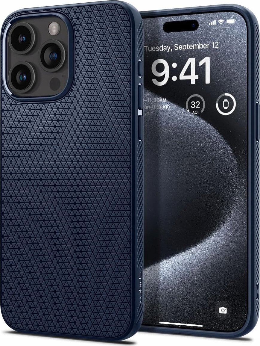 Futrollë Spigen Liquid Air për iPhone 16 Pro Max, TPU, mbrojtje Air Cushion, blu navy