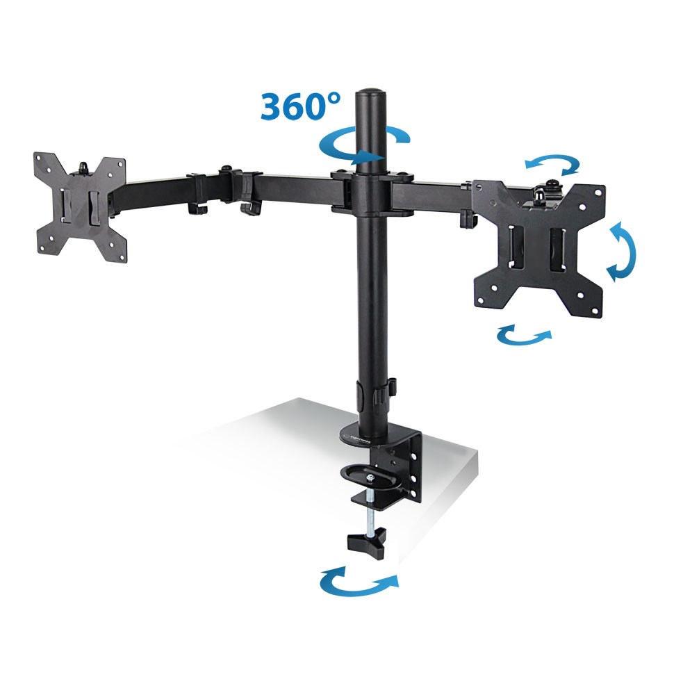 Mbajtëse tavoline për dy monitorë Esperanza Sylene, 10-27", VESA 100x100, e zezë