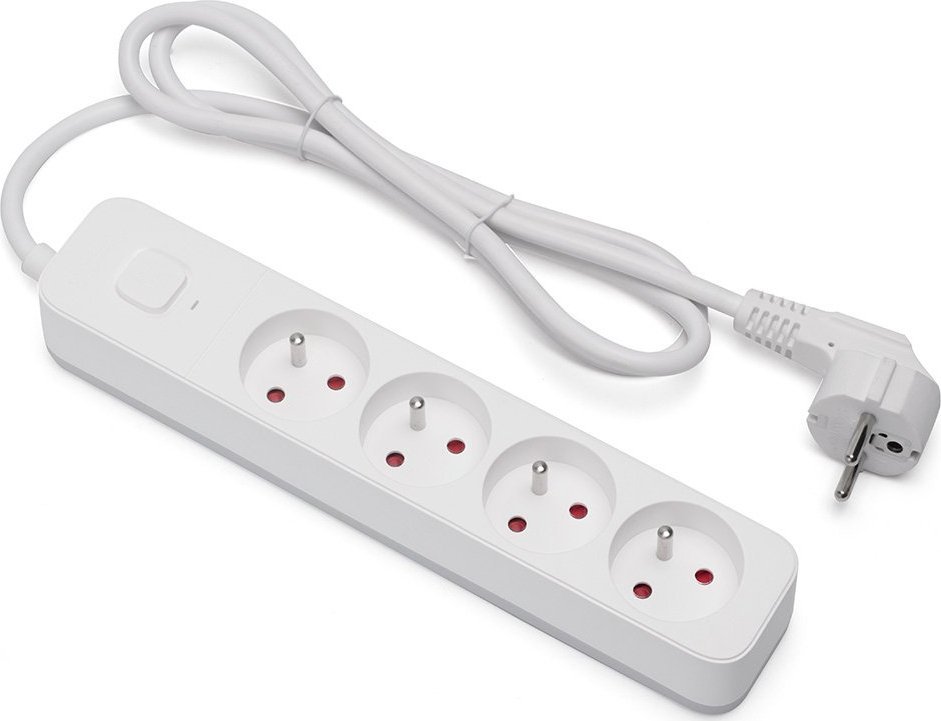 Заштитен продолжен кабел Savio SAVLZ-08, 4 приклучници, кабел 3 m, бел