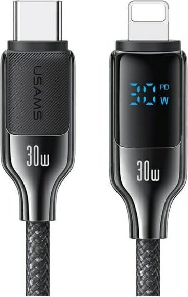 USB-C во лајтнинг кабел Usams HX, 1.2m, 30W, со дигитален екран