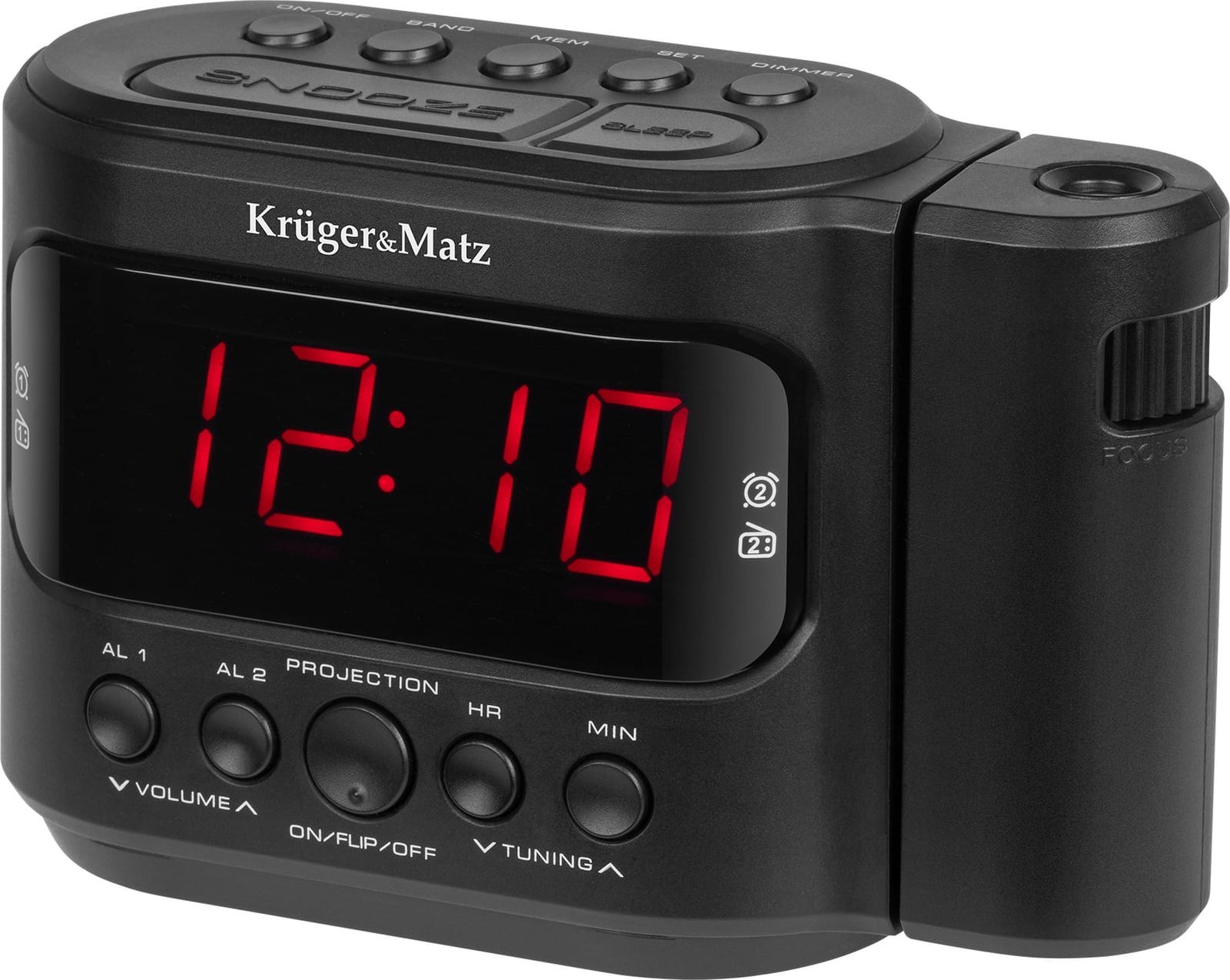 Радио часовник KrugerMatz KM 827, AM FM, проектор на време, ЛЕД