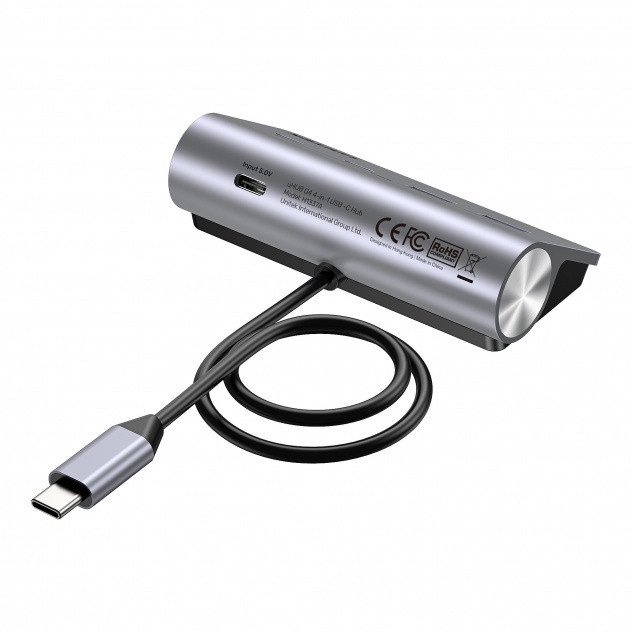 USB hub Unitek Aluminum, 4 porta, 2x USB A 2x USB C, 5 Gbps, argjendtë gri