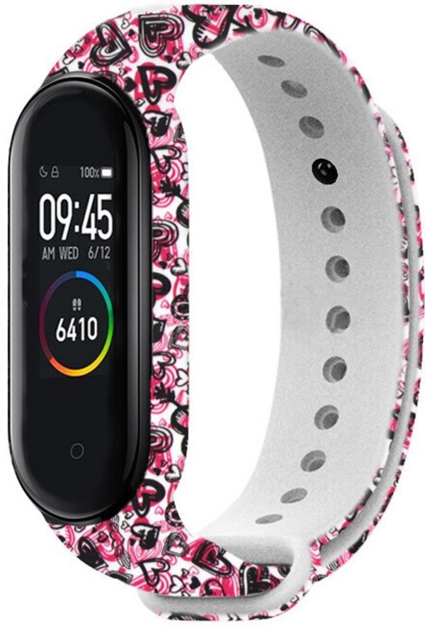 Каивче RhinoTech за Xiaomi Mi Band 3/4, бела - пеперутка тема