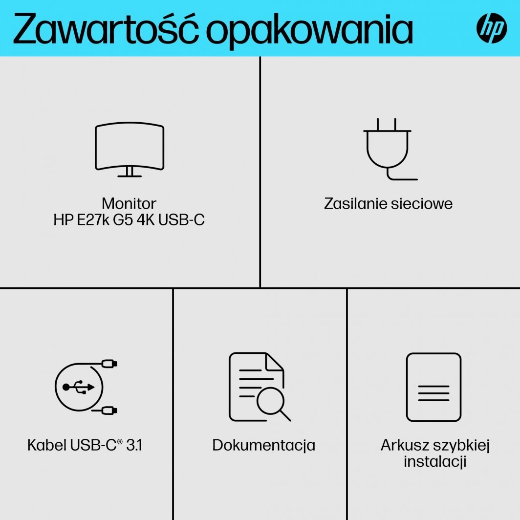 Monitor HP E27K G5, 27", 4K, USB-C 65W, i zi