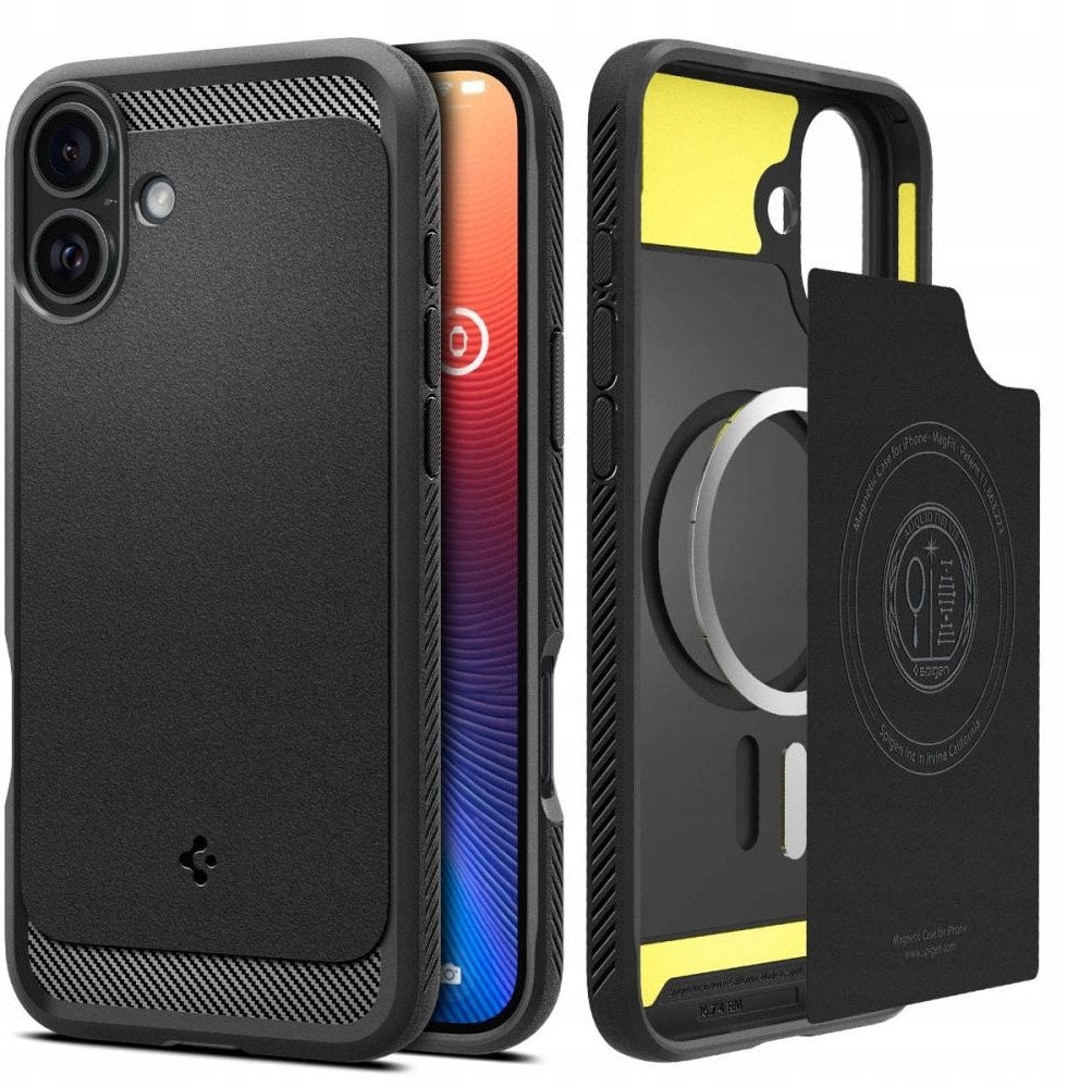 Mаска за телефон Spigen Rugged Armor MagSafe за iPhone 17, мат, црна
