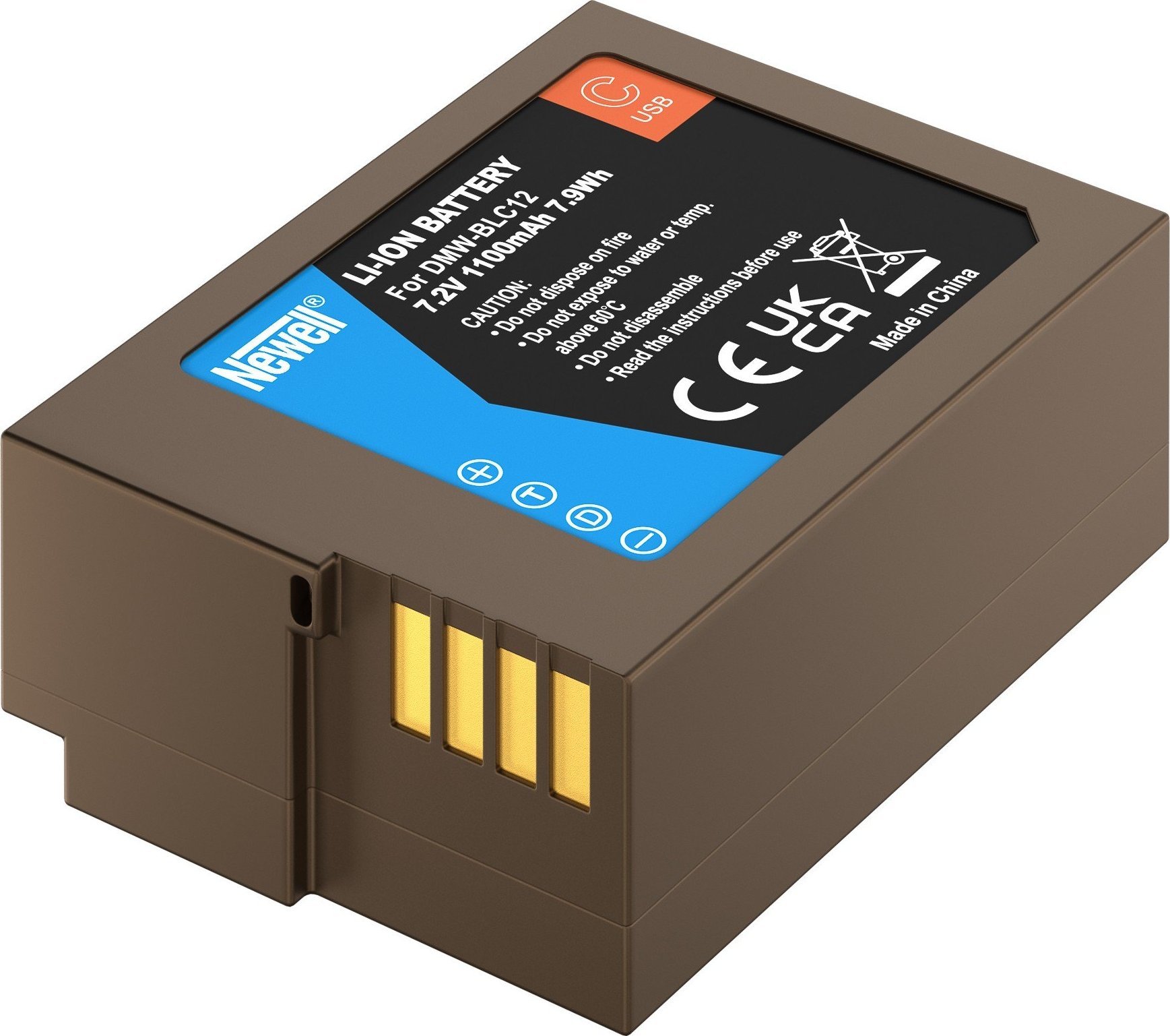 Bateri për kamera Newell DMW-BLC12, USB-C onboard recharge, për Panasonic