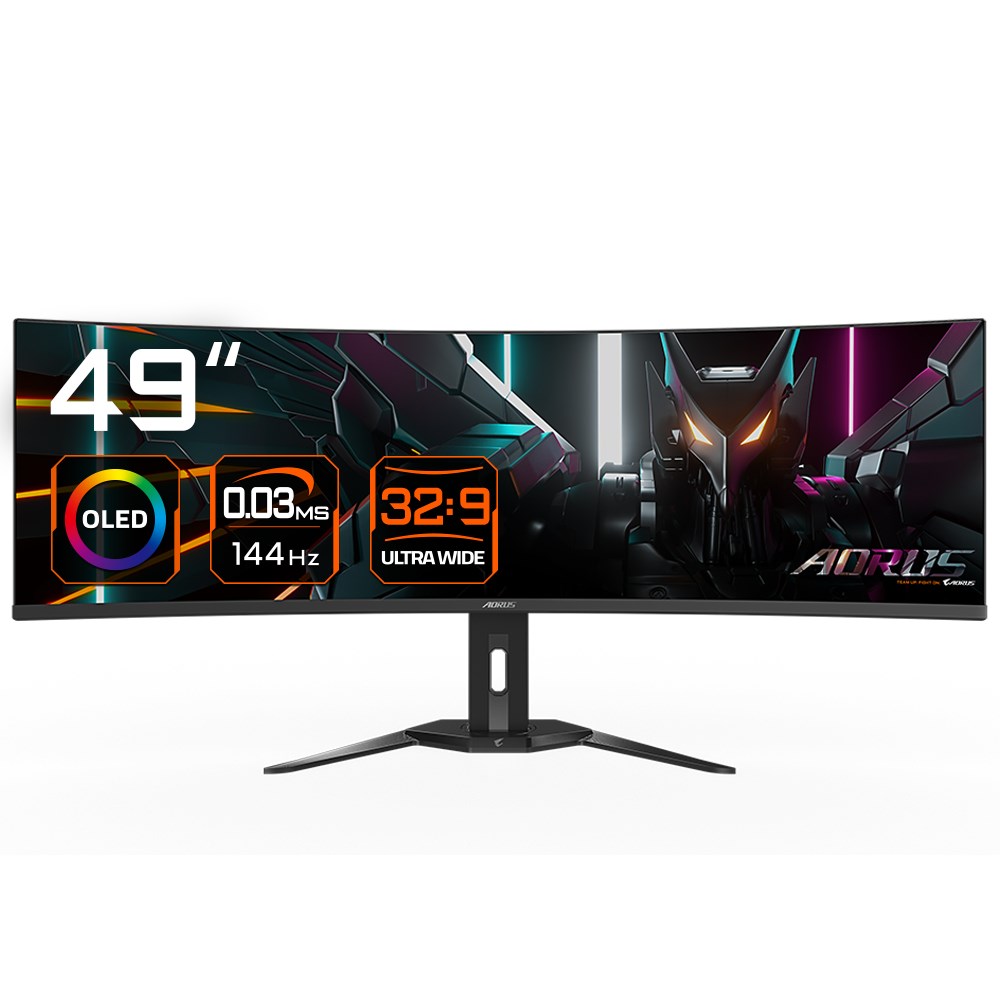 GIGABYTE CO49DQ монитор, 49", QD-OLED закривен, 144 Hz, црн