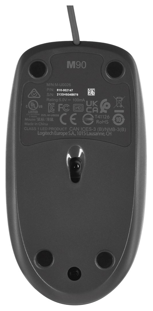 Maus Logitech M90, USB Type-A, i hirtë