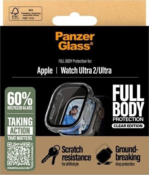 Mbrojtëse ekrani CARE by PanzerGlass, Apple Watch Ultra Ultra 2, Full Body Protection, transparente