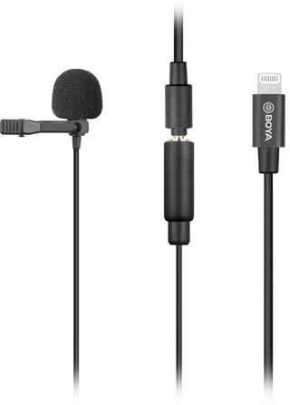 BOYA BY-M2 Омнидирекционален лавалие микрофон, Lightning, црн