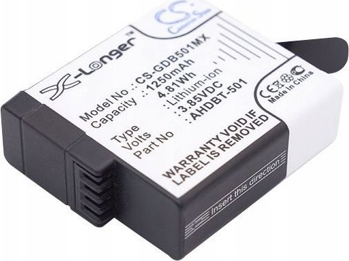 Bateri për kamera GoPro Cameron Sino CS-GDB501MX, 1250mAh, Li-ion, e zezë