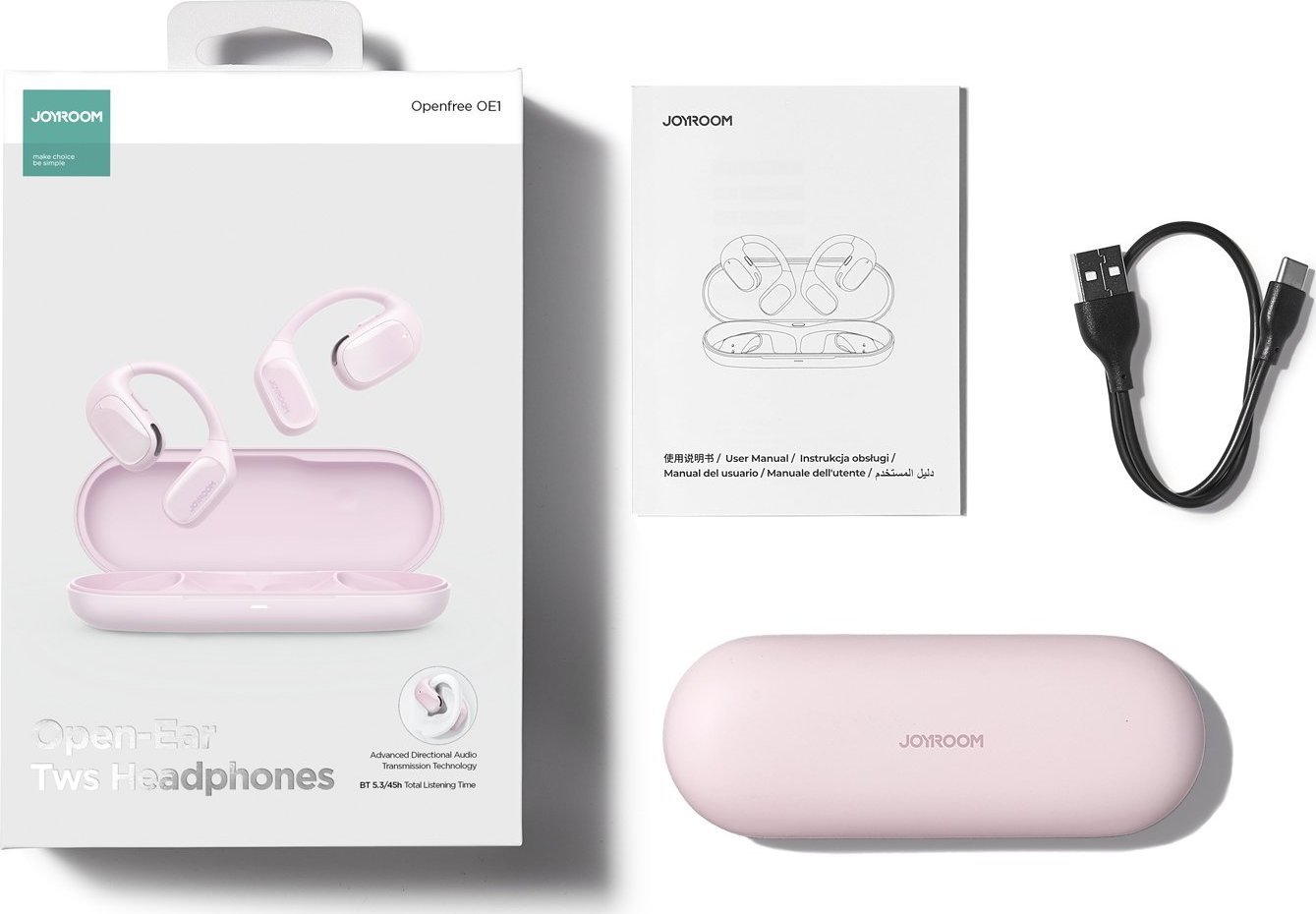 Kufje wireless on ear Joyroom Openfree JR OE1, Bluetooth, të rozë