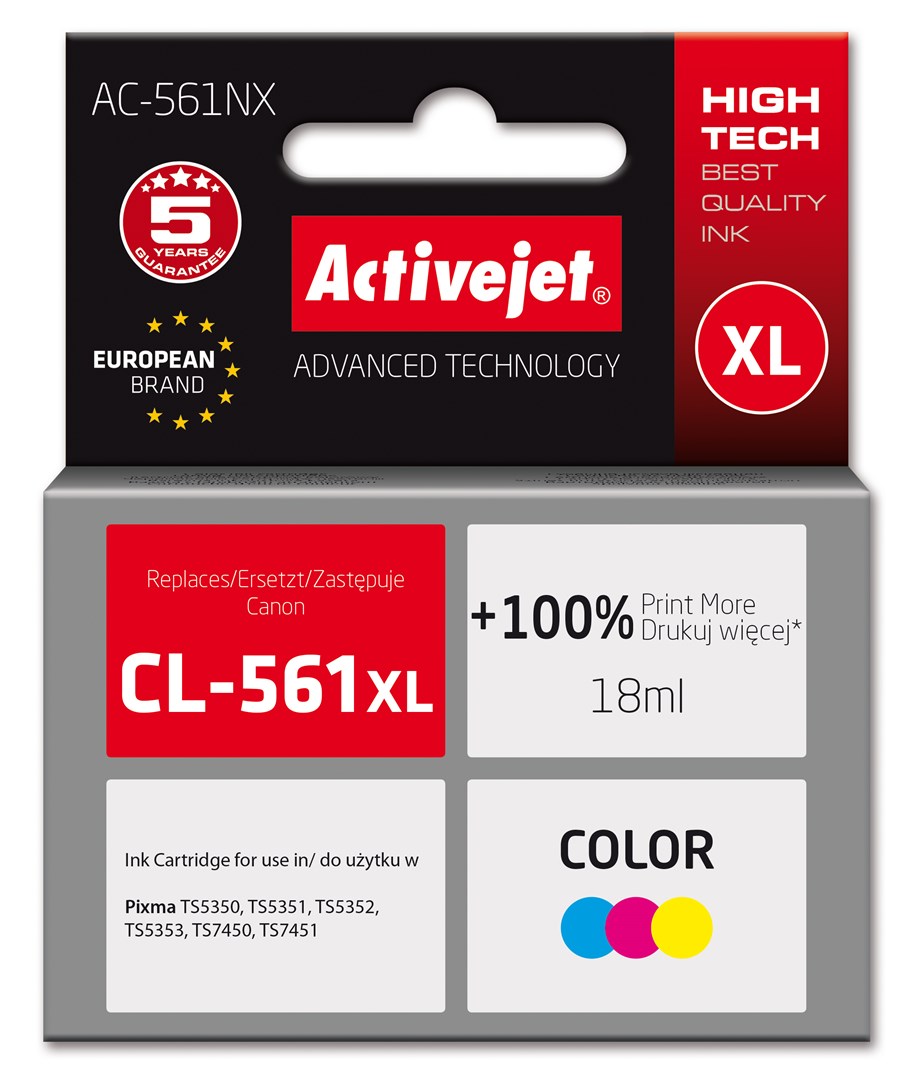 Ngjyrë për printer Activejet AC-561NX, 18 ml, cian/magenta/e verdhë
